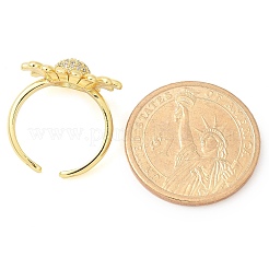 真鍮マイクロペーブクリアキュービックジルコニアカフリング  女性用ひまわりリング  ゴールドカラー  14.5x20mm  内径: 調節可能&nbsp;LS-RJEW-M029-01G