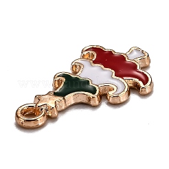 合金ペンダント  カドミウムフリー＆鉛フリー  エナメル  クリスマスツリー  ライトゴールド  カラフル  20x12x2mm  穴：2mm&nbsp;LS-ENAM-S115-081