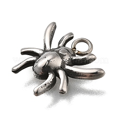 レトロな304ステンレススチールチャーム  クモのチャーム  アンティークシルバー  11.5x12x2mm  穴：1.6mm&nbsp;STAS-L284-09AS
