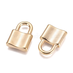 PVD真空メッキ304ステンレスペンダント  南京錠  ゴールドカラー  22x15x4mm  穴：6x7mm&nbsp;X-STAS-G212-03G-02