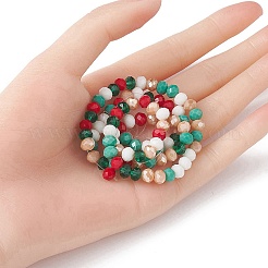 クリスマステーマのガラスビーズ連売り  多面カット  そろばん  カラフル  6x5mm  穴：1mm  約89~93個/連  17.01~17.52インチ（43.2~44.5cm）&nbsp;GLAA-YW0001-82A