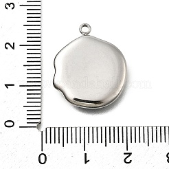 304 ステンレススチール パヴェ ナチュラル パウア シェル ペンダント  ステンレス鋼色  フラットラウンド  21x18x4mm  穴：1.6mm&nbsp;STAS-Z125-01H-P