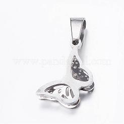 変色しにくい304ステンレススチールペンダント  蝶  ステンレス鋼色  16x9x5mm  穴：6.5x4mm&nbsp;STAS-H356-42P