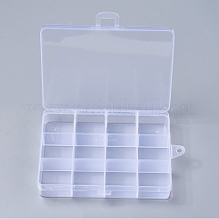 プラスチックビーズ収納ケース  12のコンパートメント  長方形  透明  13x10x2.2cm  穴：0.5のCM&nbsp;X-CON-R008-03
