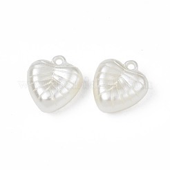 ABSプラスチックパール調ペンダント  ハート  乳白色  20.5x18x9mm  穴：1.8mm  約270個/500g&nbsp;KY-T023-010