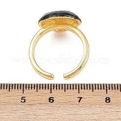 女性用真鍮エナメル調節可能カフリング  18KGP本金メッキ  カドミウムフリー＆ニッケルフリー＆鉛フリー  ミックスカラー  シェル形状  シェル形状：16x16mm  内径: 調節可能&nbsp;RJEW-G357-01N