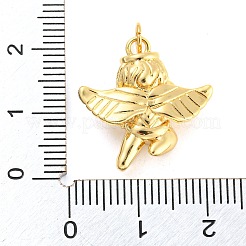 真鍮チャーム  丸カン付き  キューピッドチャーム  ゴールドカラー  20x20x6.5mm  穴：3mm&nbsp;KK-Q794-03D-G