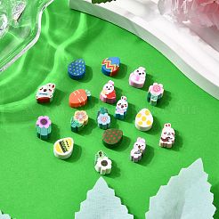 イースターをテーマにした手作りポリマー粘土ビーズ連売り  ミックスカラー  9~12.5x6~8.5x4~5mm  穴：1.4~1.8mm  100個/セット&nbsp;CLAY-FP0001-17