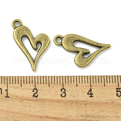合金のチベット風チャーム  鉛フリー＆カドミウムフリー  ハート  アンティークブロンズ  21x13x1.5mm  穴：2mm  約892個/1000g&nbsp;TIBE-I026-5997AB