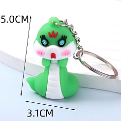 ヘビ PVC バッグ キーホルダー  漫画のバックパック吊り下げ装飾  ライムグリーン  50x31mm&nbsp;PW-WGE01BD-06