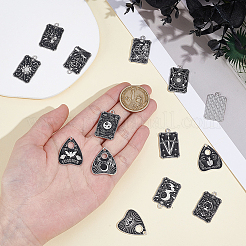タロット合金エナメルペンダント28個  混合図形  プラチナ  25~27.5x18~21x1.5mm  穴：1.5mm&nbsp;ENAM-NB0002-31P