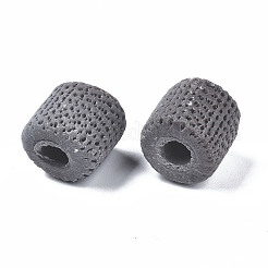 手作り陶器ヨーロピアンビーズ  大穴ビーズ  コラム  グレー  12~14x10.5~12.5mm  穴：4mm&nbsp;PORC-T006-43A