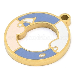 304ステンレスペンダント  エナメル  ラウンドリングチャーム  ゴールドカラー  カラフル  17x15x1.7mm  穴：1.4mm&nbsp;STAS-F315-04G