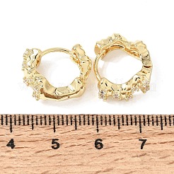 真鍮 マイクロパヴェ クリア キュービックジルコニア フープ ピアス レディース  18KGP本金メッキ  14x16x7mm&nbsp;KK-CBA9109-01G