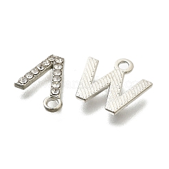 合金ラインストーンチャーム  a～zの文字  プラチナ  13x3.5~14x2mm  穴：1.6mm  26個/セット&nbsp;ENAM-K075-01P