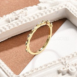 ラックメッキ真鍮マイクロパヴェキュービックジルコニア指輪（女性用）  カドミウムフリー＆鉛フリー  長持ちメッキ  18KGP本金メッキ  1.5mm  内径：18.5mm&nbsp;RJEW-M027-03G