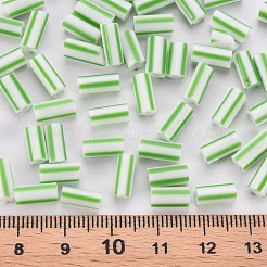 ガラス竹ビーズ  不透明な色が染み込む  丸い穴  ライムグリーン  8~10x4mm  穴：1.8mm  約1800個/ポンド&nbsp;SEED-S055-A-004