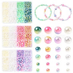 1140 個 12 スタイル ABS プラスチック模造パールビーズ  ラウンド  グリーン  4~8mm  穴：1.6~2.3mm&nbsp;KY-YW0001-96A