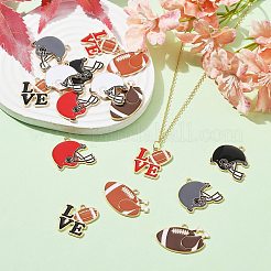 16本8スタイルアロイエナメルペンダント  カドミウムフリー＆ニッケルフリー＆鉛フリー  ラグビーと野球のヘルメット  ミックスカラー  21.5~24.5x22.5~33.5x1.3~1.5mm  穴：2mm  2個/スタイル&nbsp;ENAM-CJ0005-79