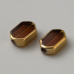 ガラスビーズ  エッジメッキ  長方形  サドルブラウン  10x6.5x3mm  穴：1mm  5個/袋&nbsp;GLAA-WH20002-14C