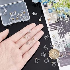 32個 4スタイル 304ステンレススチール&プラスチッククリップオンイヤリング金具  ゴールデン·ステンレス鋼色  9~11x11~12x3~6mm  穴：1~1.8mm  8個/スタイル&nbsp;STAS-UN0037-98