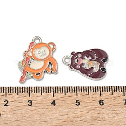 動物の合金エナメルペンダント  混合形状チャーム  プラチナ  ミックスカラー  18.5~20.5x11~17.5x1.5mm  穴：1.8mm&nbsp;ENAM-K081-02P