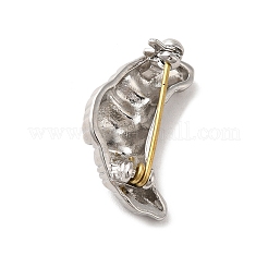 合金クロワッサンブローチピン  バックパック衣類用合金バッジ  プラチナ  24.5x13x8mm  ピン：0.7mm&nbsp;JEWB-F019-01P