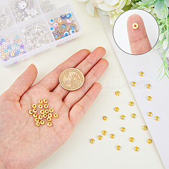 真鍮製スペーサービーズ500個  カドミウムフリー＆鉛フリー  ロンデル  ゴールドカラー  5x2mm  穴：1.5~2mm&nbsp;KK-HY0001-09
