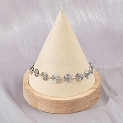 女性用304ステンレススチールリンクチェーンブレスレット  渦  ステンレス鋼色  8-5/8インチ（22cm）&nbsp;BJEW-Z143-26P