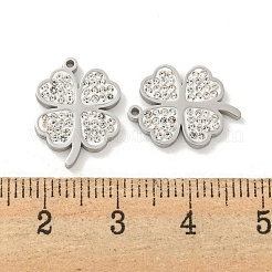 304ステンレスペンダント  ポリマークレイクリスタルラインストーン  クローバーチャーム  ステンレス鋼色  15.5x12x1.8mm  穴：1mm&nbsp;STAS-L278-031P
