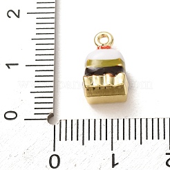真鍮製エナメルペンダント  ケーキチャーム  ゴールドカラー  オリーブ  12.5x8x7.5mm  穴：1.5mm&nbsp;KK-CBA260B-14B-G