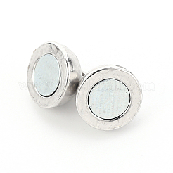ループ付き合金マグネットクラスプ  カドミウムフリー＆鉛フリー  ラウンド  プラチナ  13x8mm  穴：1.2mm&nbsp;LS-PALLOY-S141-01P-RS