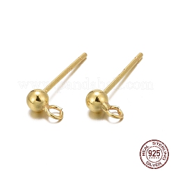 925スターリングシルバースタンドピアスパーツ  スタンプ925個付きイヤリングポスト  18KGP本金メッキ  14mm  ヘッド：6x3mm  穴：1mm  ピン：0.7mm&nbsp;STER-K167-042B-G