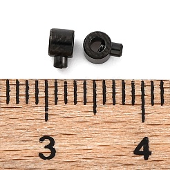 イオンプレーティング（IP）304ステンレス鋼クリンプビーズ  コラム  ブラック  4x3x2.5mm  穴：0.8mm&nbsp;STAS-P373-03EB