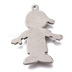 変色しにくい304ステンレススチールペンダント  男の子  ステンレス鋼色  39x30x3.5mm  穴：2mm&nbsp;STAS-Z007-12