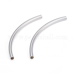 真鍮製チューブビーズ  長持ちメッキ  カーブビーズ  チューブ  925銀メッキ  58.5x3mm  穴：2mm&nbsp;KK-Y003-89H-S