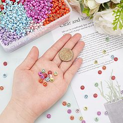 子供用DIY 8色ストレッチブレスレット作成キット  エナメアクリルビーズでフラットラウンドい不透明を含む  伸縮性のある糸  ミックスカラー  アクリルビーズ：7x4mm  穴：1.5mm  240グラム&nbsp;DIY-CA0001-58