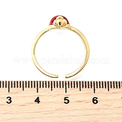女性用真鍮エナメルカフオープンリング  カドミウムフリー＆鉛フリー  ニンジン  18KGP本金メッキ  14.5mm&nbsp;RJEW-F184-13A-G