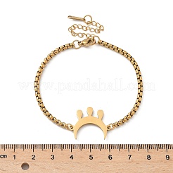 ムーン 304 ステンレススチール リンク ブレスレット  女性用ベネチアンチェーンブレスレット  18KGP本金メッキ  7-3/8インチ（18.6cm）&nbsp;BJEW-M097-02G