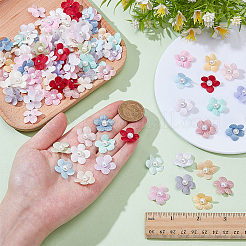 衣服用アクセサリー装飾用の布花100個  プラスチック模造パールと  ミックスカラー  20x21x7mm&nbsp;DIY-ME0002-05