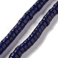手作りのネパールランプワークビーズ  コラム  ミッドナイトブルー  8~8.5x4~6mm  穴：1.8mm  約131個/連  25.79''（65.5センチメートル）&nbsp;LAMP-Z008-04D