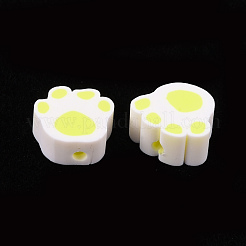 手作り樹脂粘土ビーズ  足跡  きいろ  8~11x9~11x4~5mm  穴：1.2~1.6mm&nbsp;CLAY-N011-008D