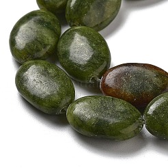 天然の南部翡翠ビーズ連売り  フラットオーバル  18~18.5x13~13.5x6~6.5mm  穴：1.2mm  約11個/連  7.76インチ（19.7cm）&nbsp;G-P528-M08-01