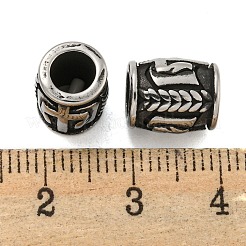 コラム 304 ステンレススチール ヨーロピアンビーズ  大穴ビーズ  アンティークシルバー  クロス  10.5x8.5mm  穴：5mm&nbsp;STAS-E214-10AS-01