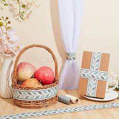12.5mのヴィンテージジャカードポリエステルリボン  刺繍入りの織りリボン  葉  ライトブルー  1-3/8インチ（36mm）  約13.67ヤード（12.5m）/セット&nbsp;OCOR-CY0003-83B
