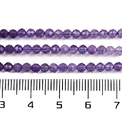 天然石アメジストビーズ連売り  多面カット  ラウンド  3~3.5mm  穴：0.6mm  約119個/連  15.28''（38.8センチメートル）&nbsp;G-B037-02A-01