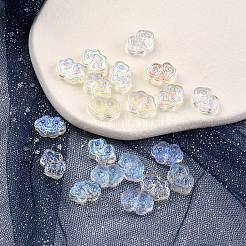 透明ガラスビーズ  ABカラーメッキ  縁起の良い雲  クリアAB  9x13.5x4mm  穴：1mm&nbsp;GLAA-YW0003-15