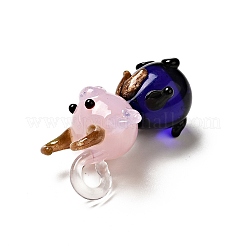 手作りランプワークペンダント  牛のチャーム  ミディアムブルー  26~27x19~21x16~16.5mm  穴：3~3.5mm&nbsp;LAMP-G156-07A