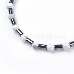 天然ハウライトストレッチブレスレット  ヘマタイトビーズと  2-1/4インチ（5.7cm）&nbsp;BJEW-JB03740-03