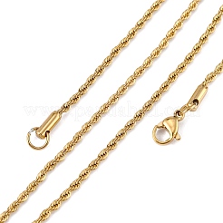 トレンディなメンズ 304 ステンレス ロープ チェーン ネックレス  カニカン付き  ゴールドカラー  17.7インチ（45cm）  2mm&nbsp;NJEW-M072-F-01